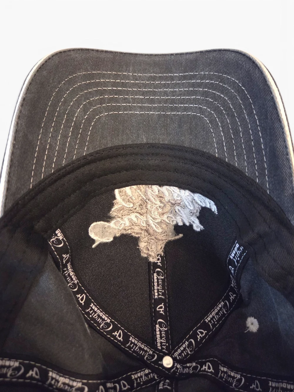 Cowgirl Hardware Cowboys & Whiskey Gray Distressed Denim Snapback Baseball Hat